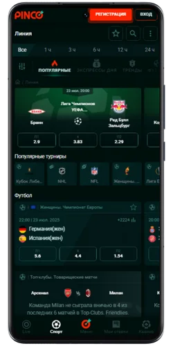 Pinco app спорт